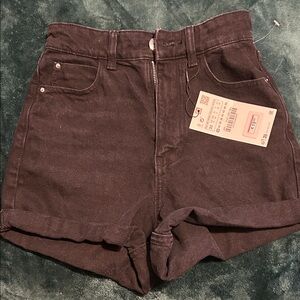 Zara High Waist Black Denim Shorts